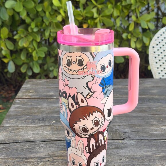 Stanley Labubu Pink 40oz Metal Tumbler with Box - Used READ - Picture 4 of 11